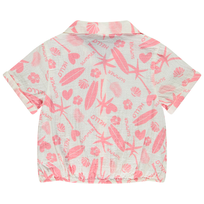 Chemise manches courtes en tetra imprimé exotique pour fille 