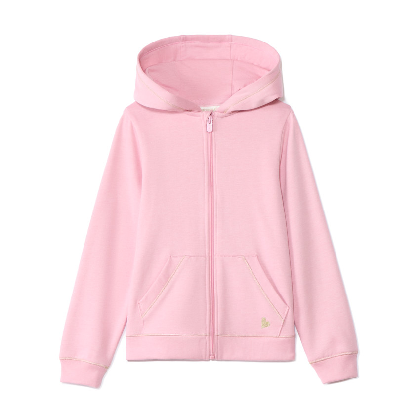 Gilet à capuche en molleton brodé cœur pour fille