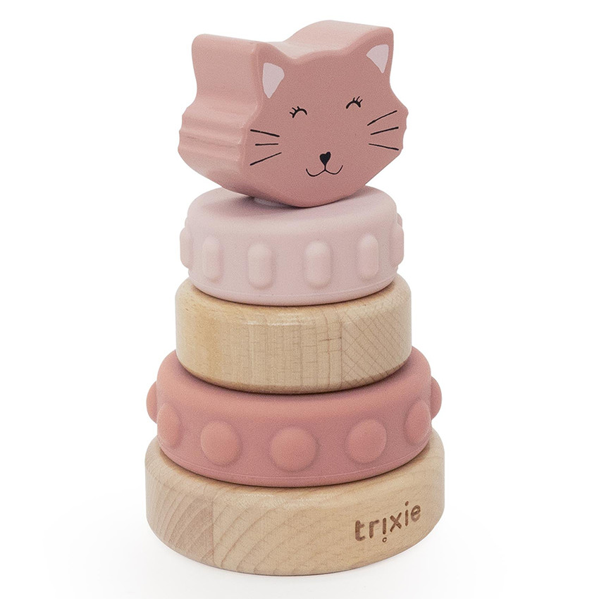 Tour à empiler en bois et silicone Mrs. Cat 