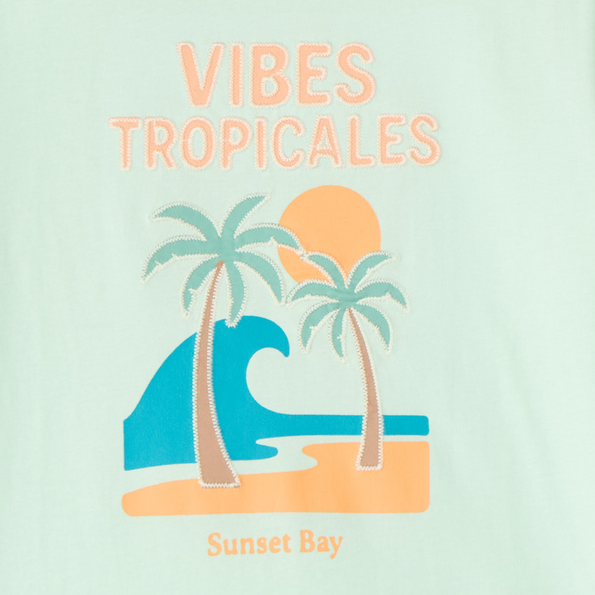 T-shirt manches courtes uni print estival fantaisie pour garçon 