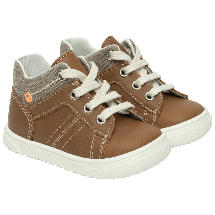 Bottillons en cuir marron à lacets pour bébé garçon 