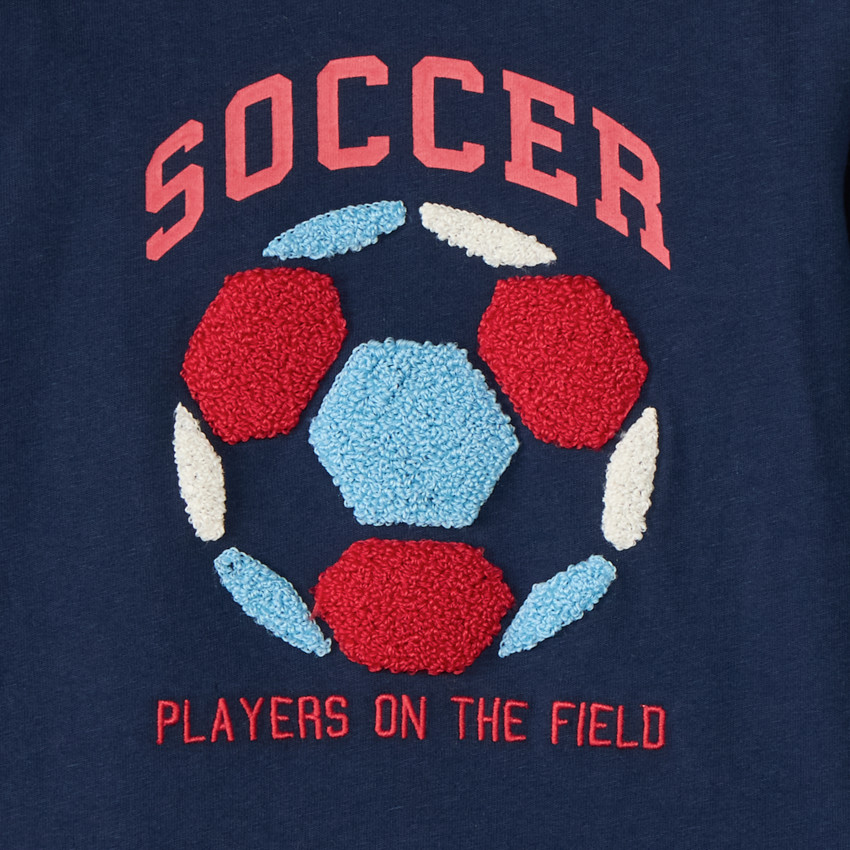 T-shirt manches longues uni à motif brodé effet bouclette pour garçon  