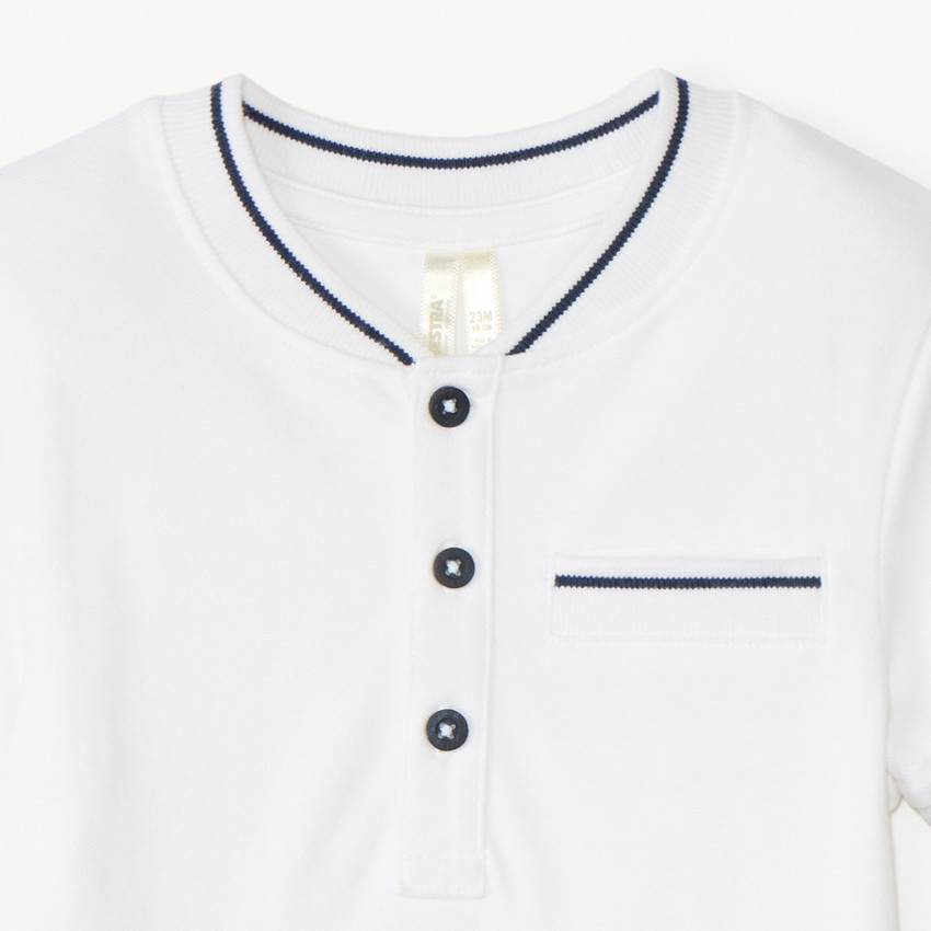 Polo manches courtes uni à col teddy pour bébé garçon 