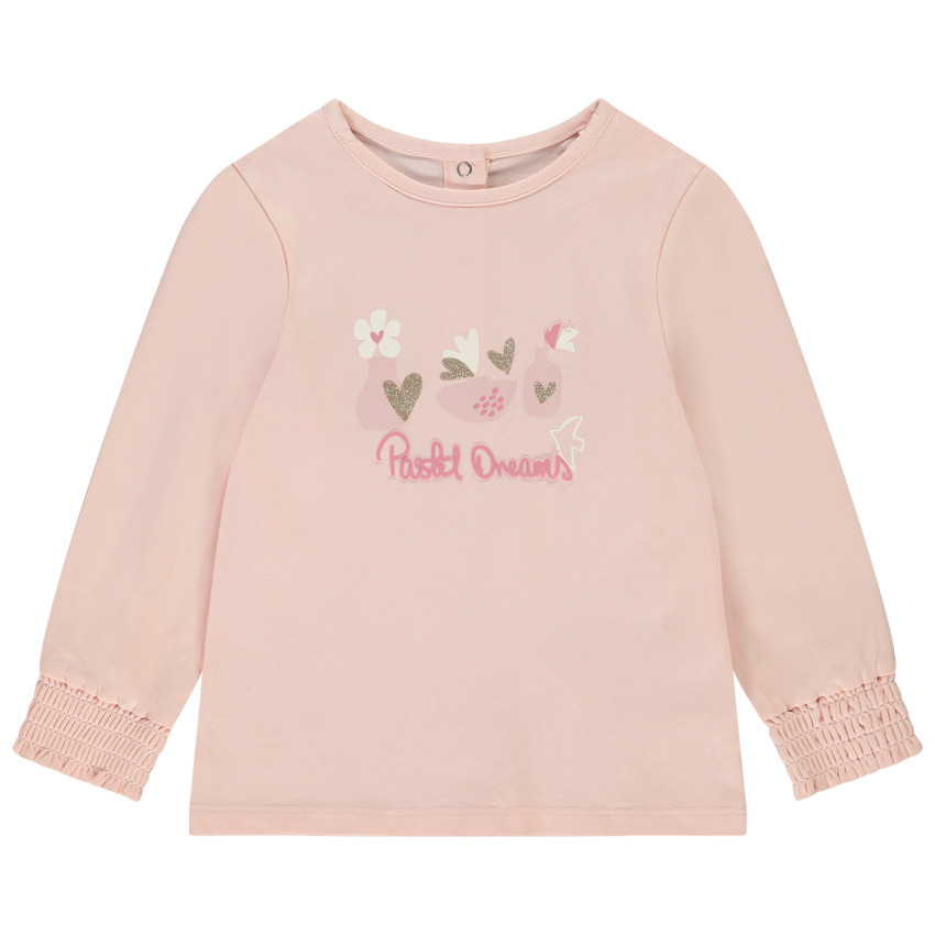 T-shirt manches longues à poignets smockés pour bébé fille 