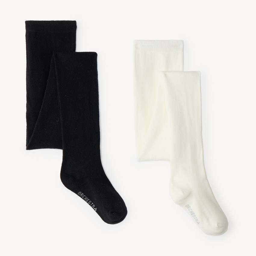 Lot de 2 collants épais unis pour fille 