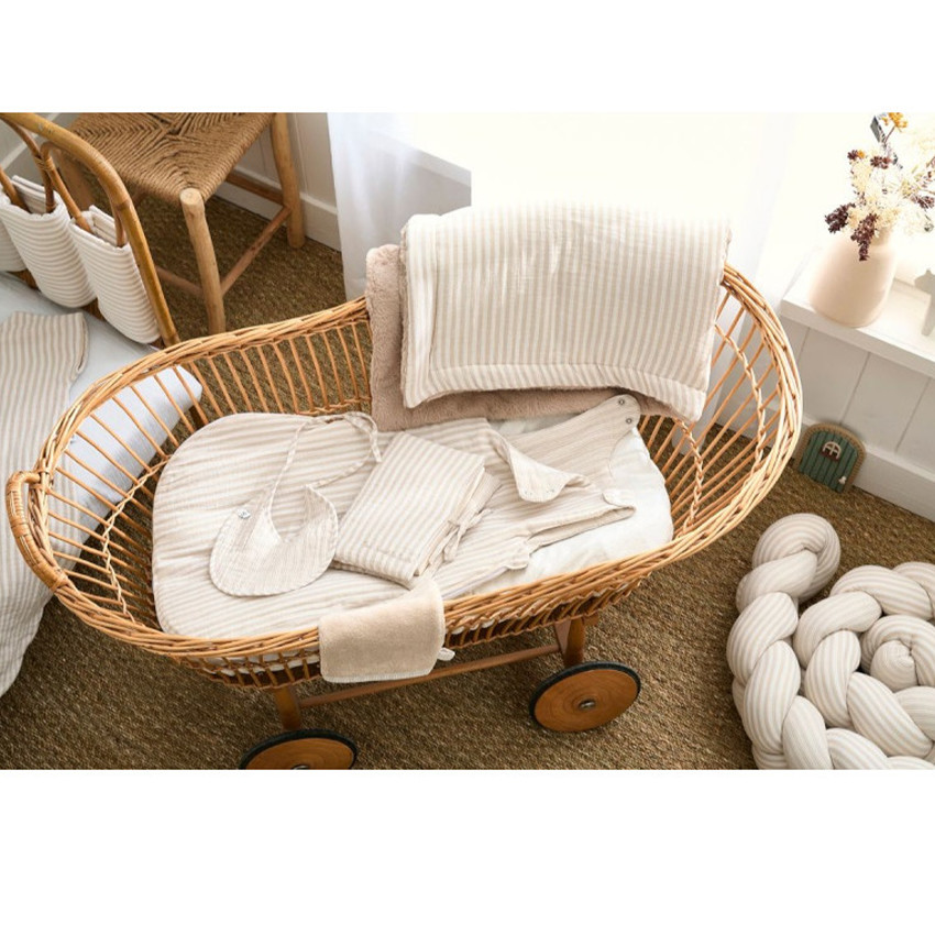 Gigoteuse sans manches Ecru/galet - Soft Stripes - 0/6 mois  