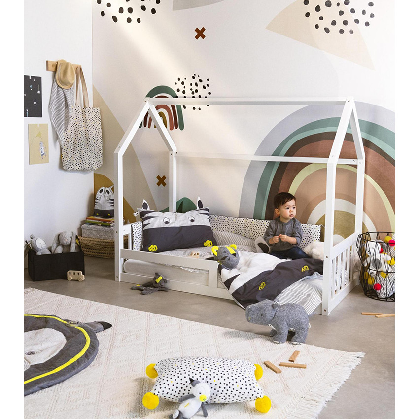 Coussin décoratif à pompoms colorés fluo 