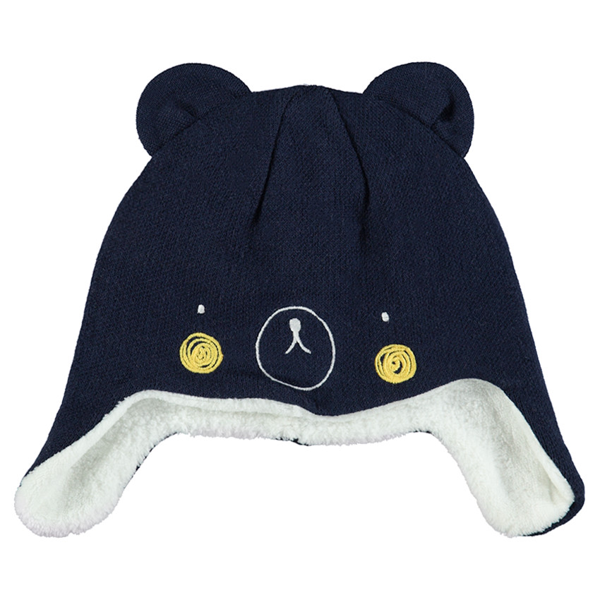 Bonnet péruvien en tricot doublé sherpa avec oreilles en relief 