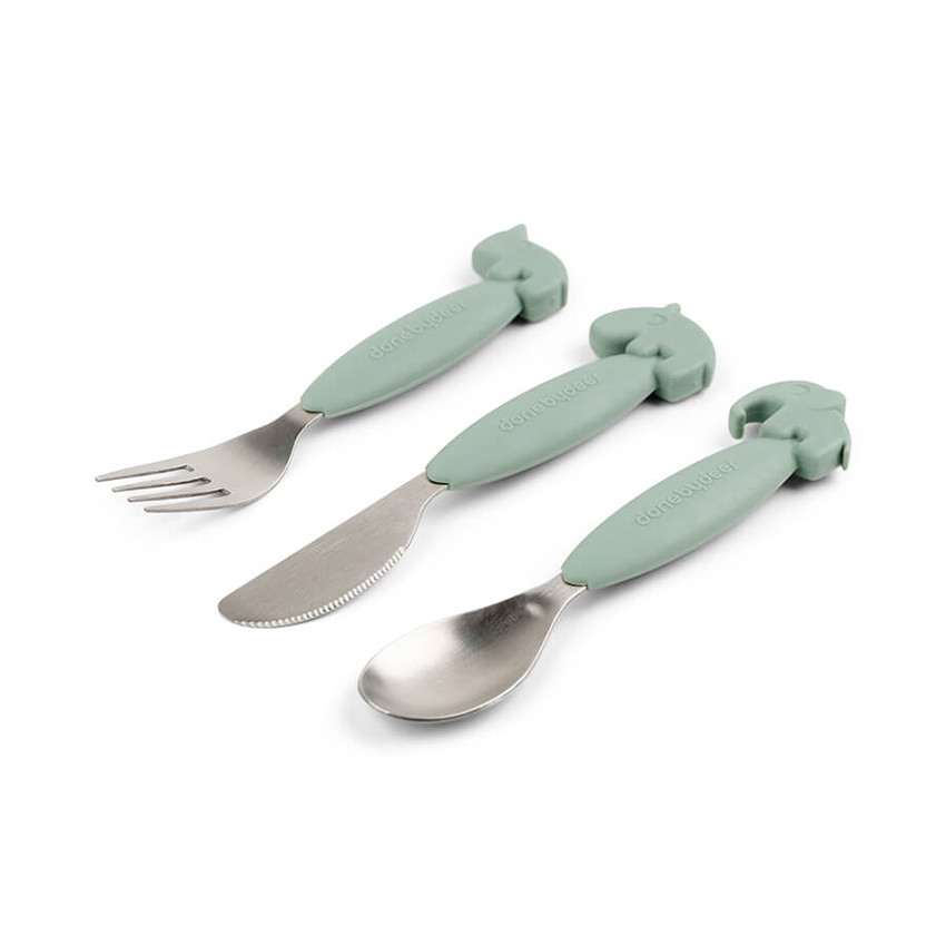 Lot de 3 couverts easy-grip Deer Friends vert 