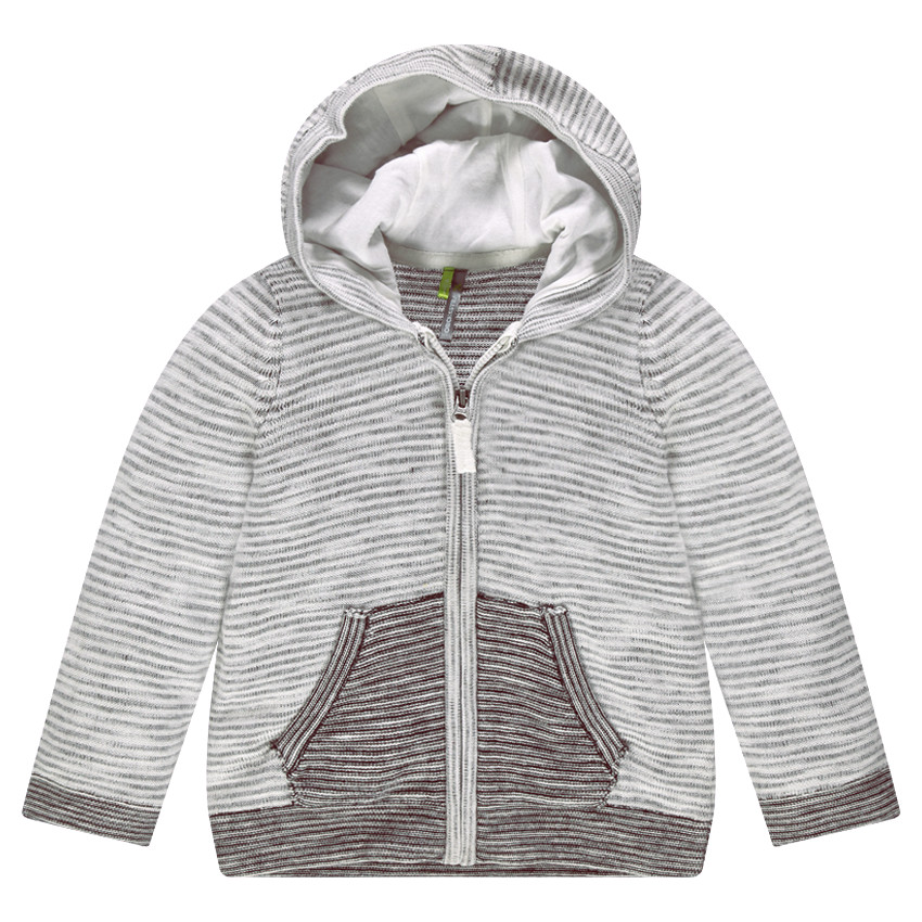 Gilet en tricot rayé avec zèbre printé au dos 