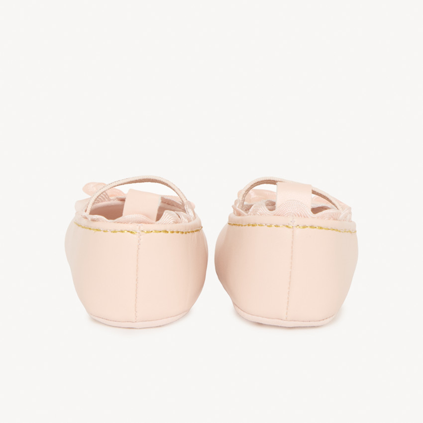 Babies rose clair avec nœuds en tulle pour bébé fille 