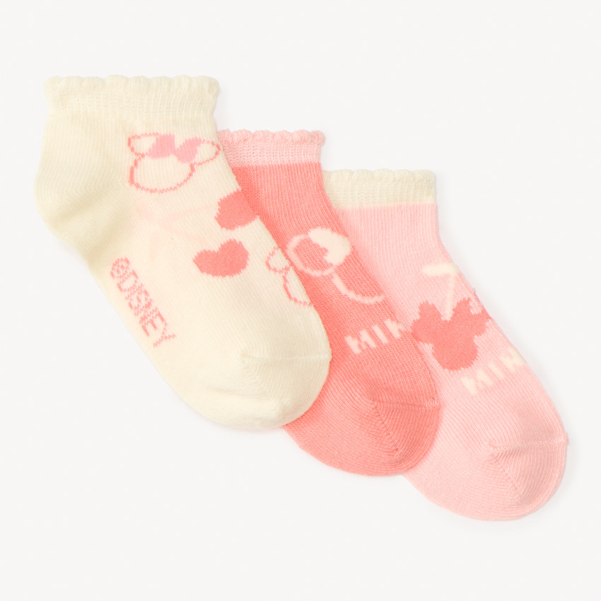 Lot de 3 paires de chaussettes courtes Minnie Disney pour bébé fille 