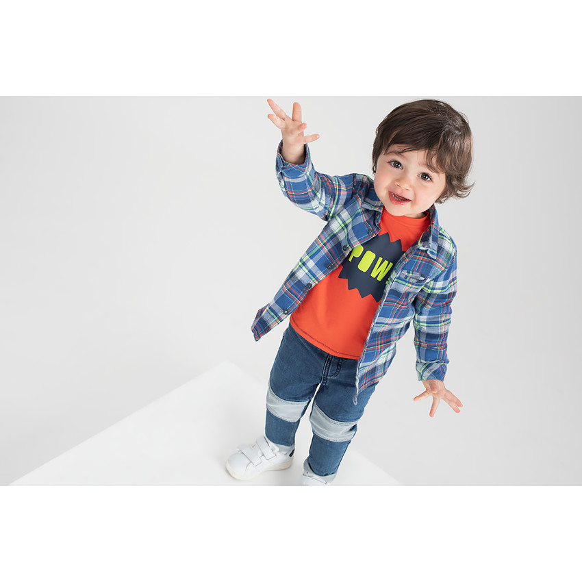 Tee-shirt manches longues effet 2 en 1 avec rayures et print 