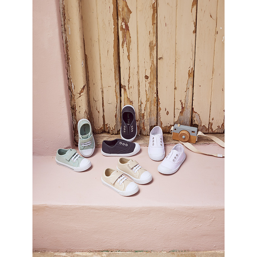 Tennis basses en toile avec languette élastique et œillets mixtes 