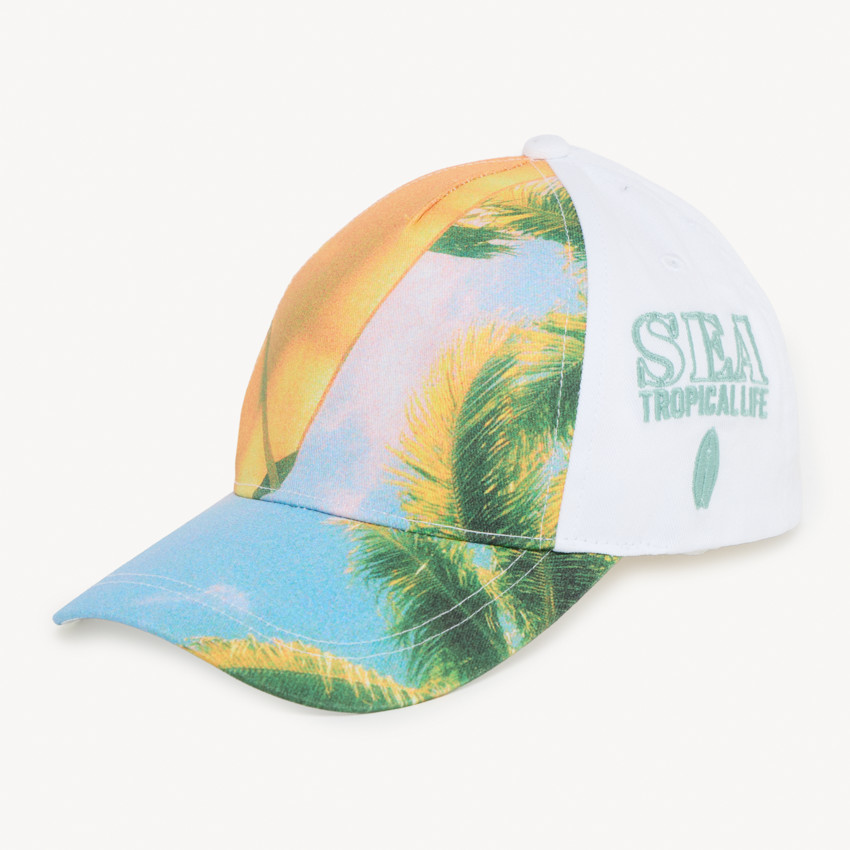 Casquette en toile avec photoprint palmier et broderie pour garçon 