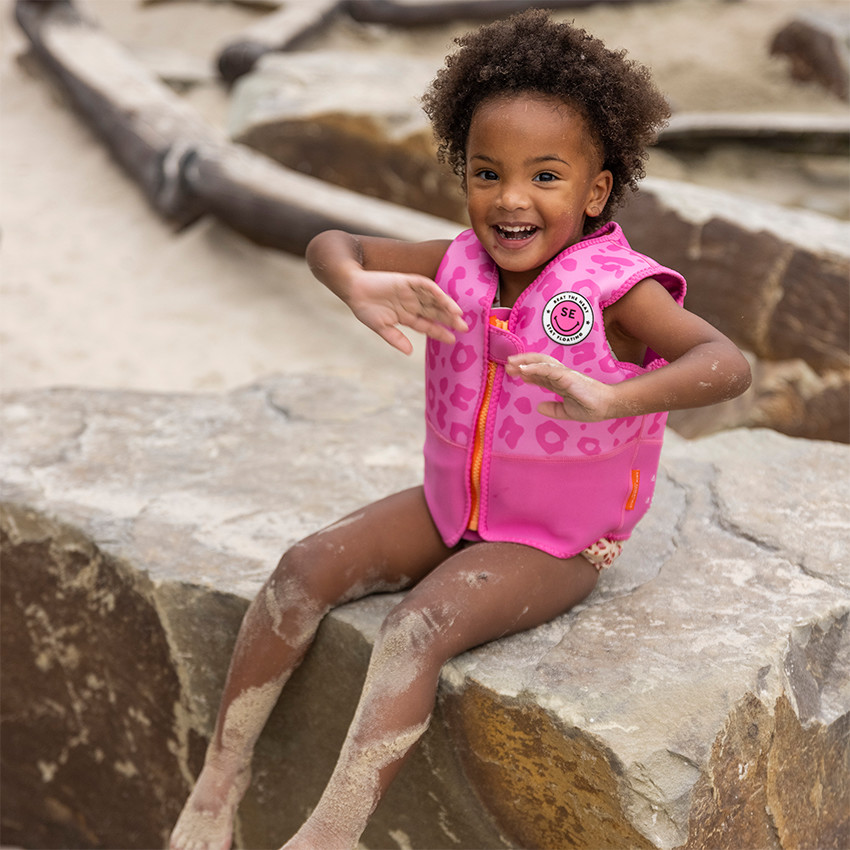 Gilet de baignade en mousse léopard rose 4-6 ans  