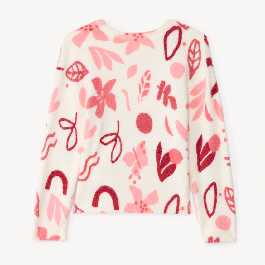 Pull manches longues en tricot digital print pour fille  