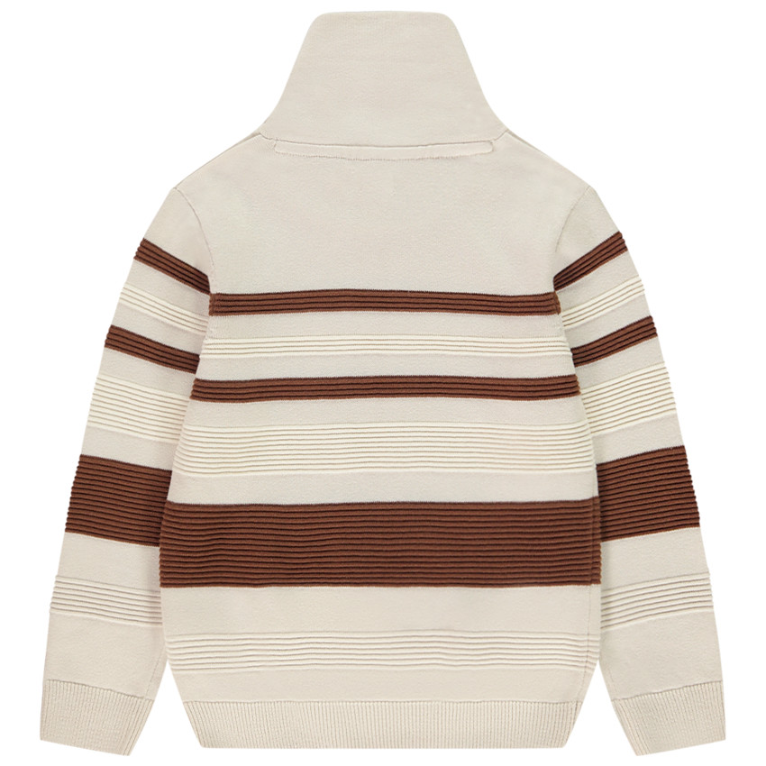 Pull manches longues à rayures placées et col croisé pour garçon  