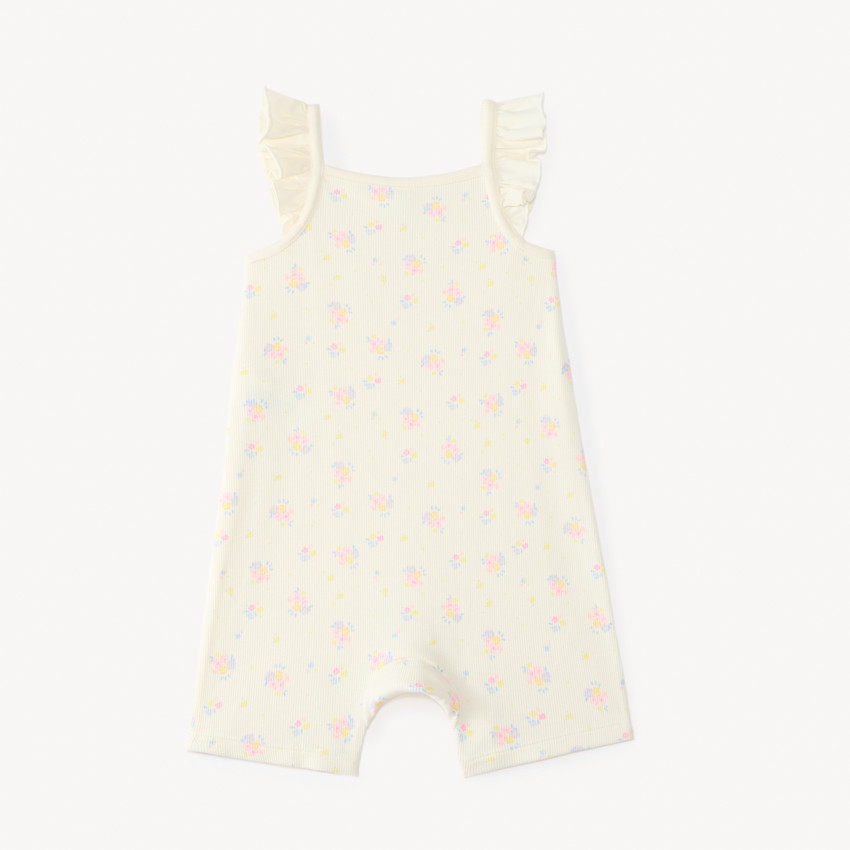 Combishort en maille côtelée imprimé fleuri pour bébé fille 