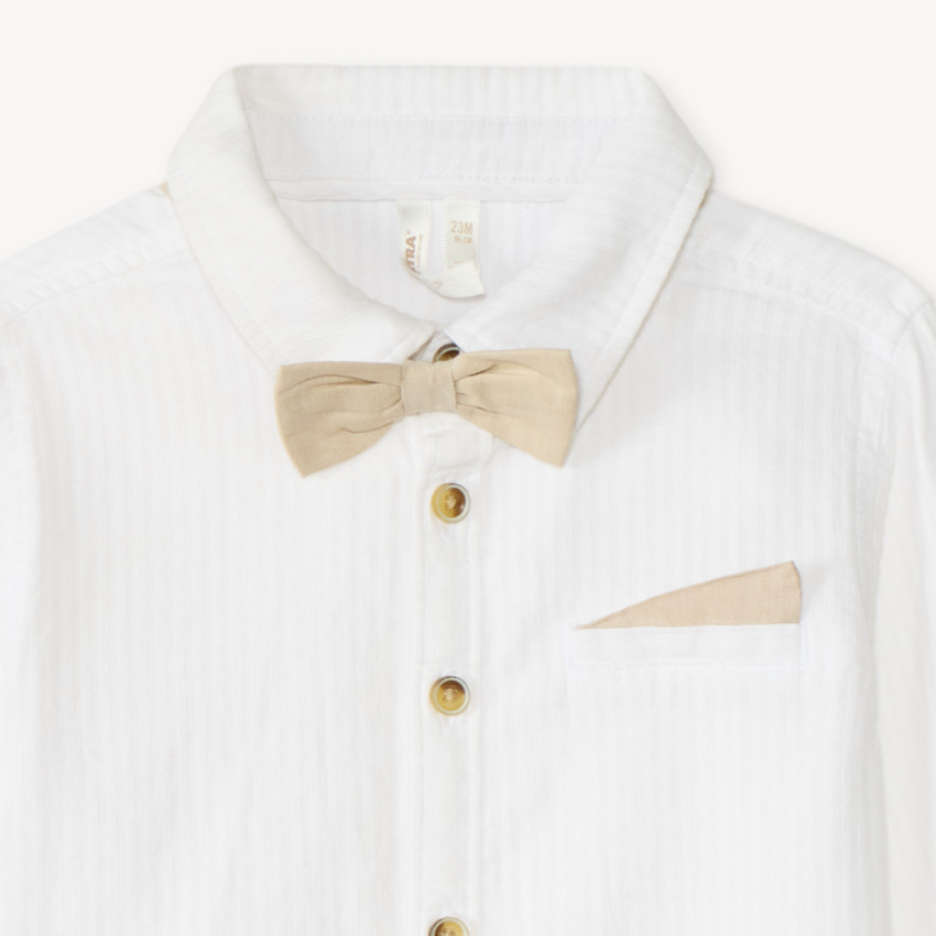 Chemise manches longues + nœud papillon pour bébé garçon 