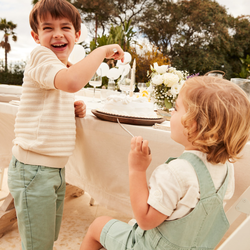 Polo manches courtes tricot fantaisie ajouré pour garçon 