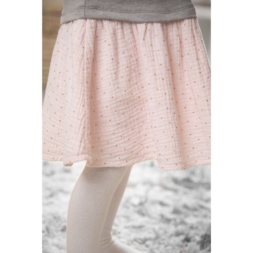 Robe manches longues effet 2 en 1 à col cygne pour bébé fille 