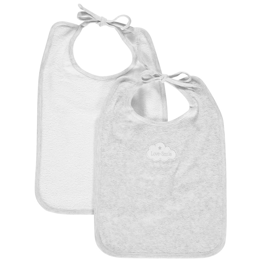 Lot de 2 grands bavoirs en coton bio 