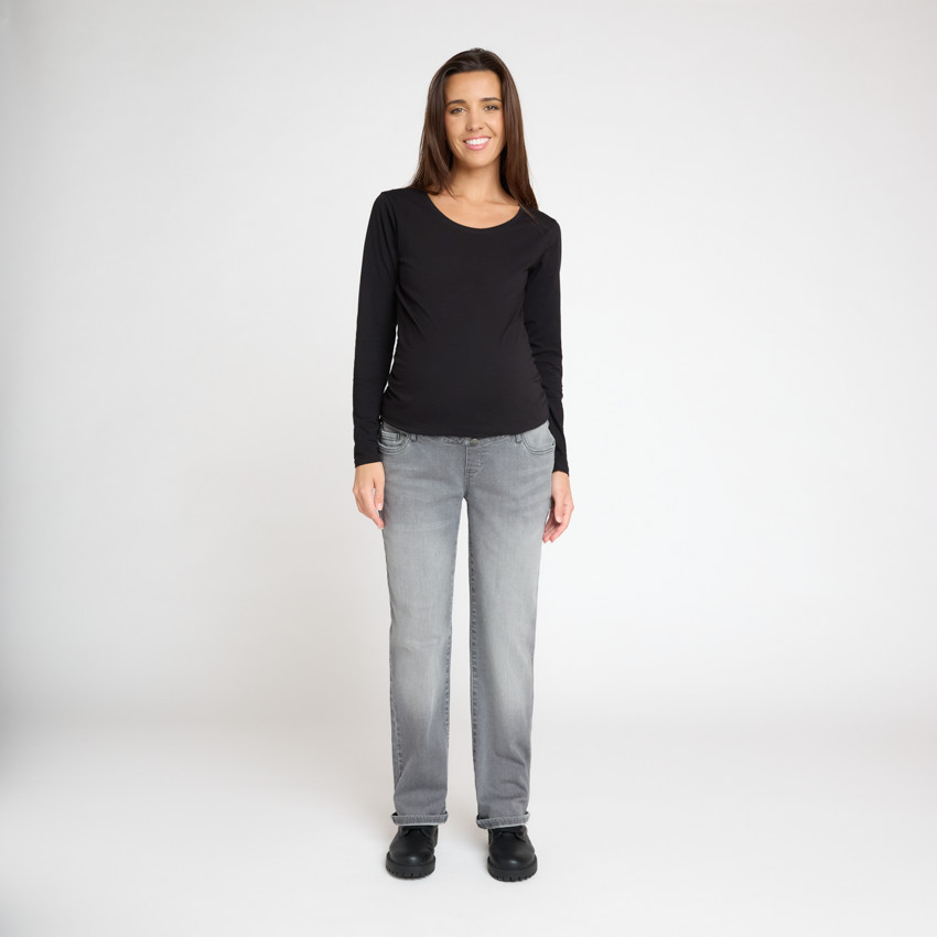 Jean droit de grossesse avec bandeau haut 