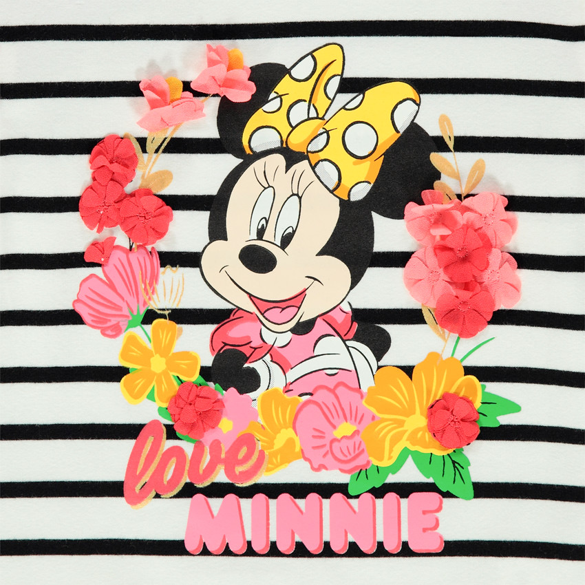 T-shirt à manches longues contrastées print Minnie Disney 