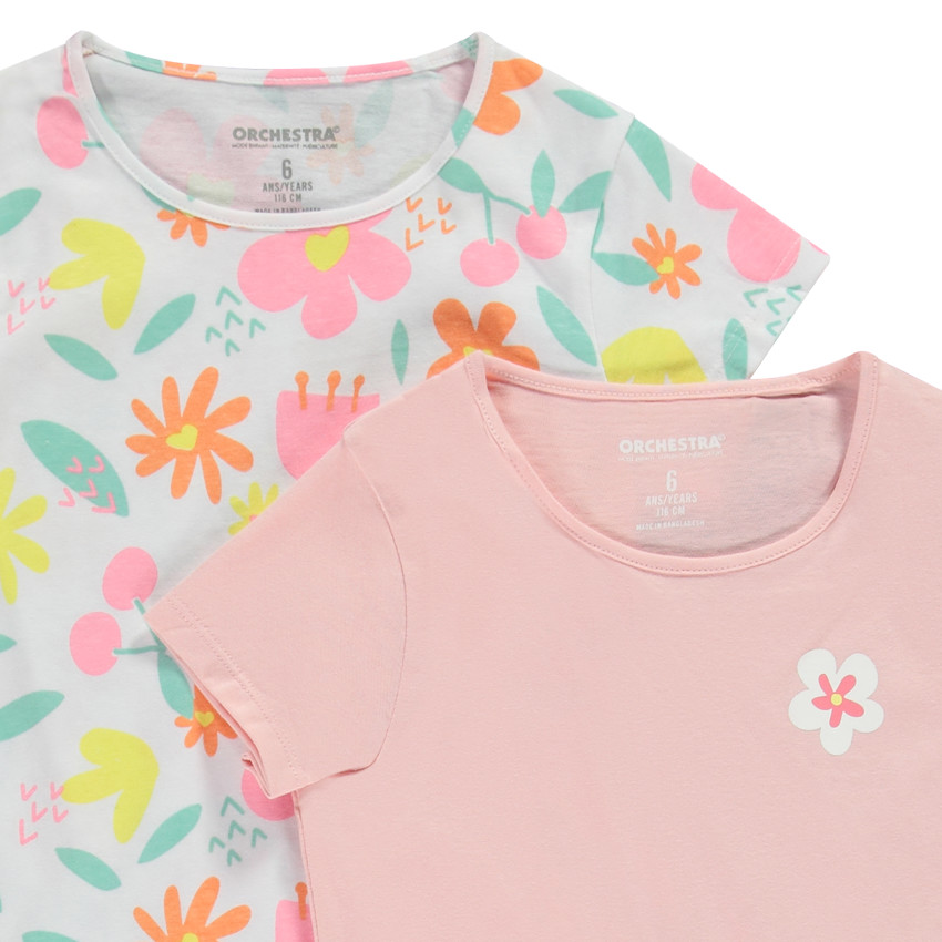 Lot de 4 t-shirt manches courtes fantaisie pour fille 