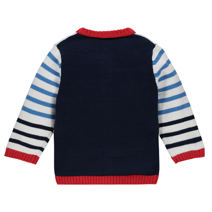 Gilet en tricot avec motif jacquard et bateau printé 