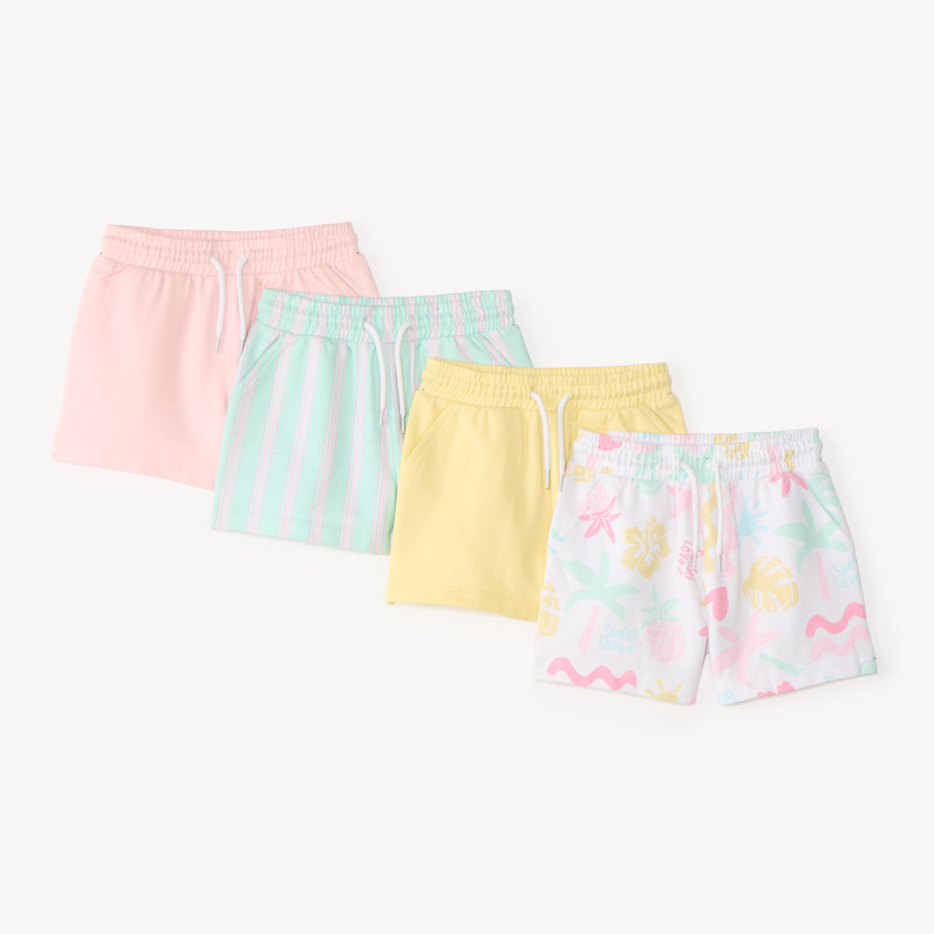Lot de 4 shorts en molleton imprimé fantaisie pour fille