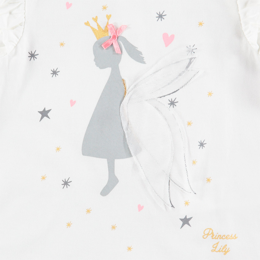 Tee-shirt manches longues volantées avec princesse printée 
