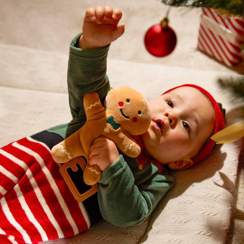 Ensemble ludique dors-bien lutin de Noël + bonnet en velours pour bébé 