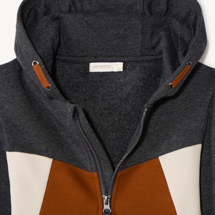 Gilet manches longues effet colorblock avec capuche pour garçon  