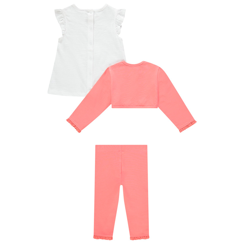 Ensemble avec tunique, boléro uni et legging imprimés fleurs 