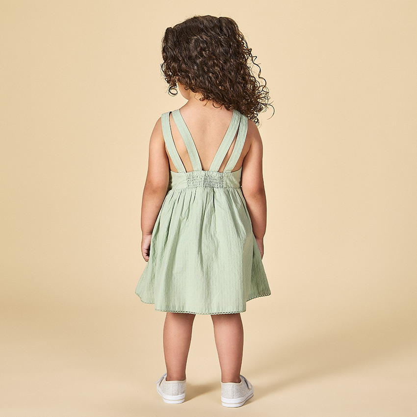 Robe à bretelles double en façonné pour bébé fille 