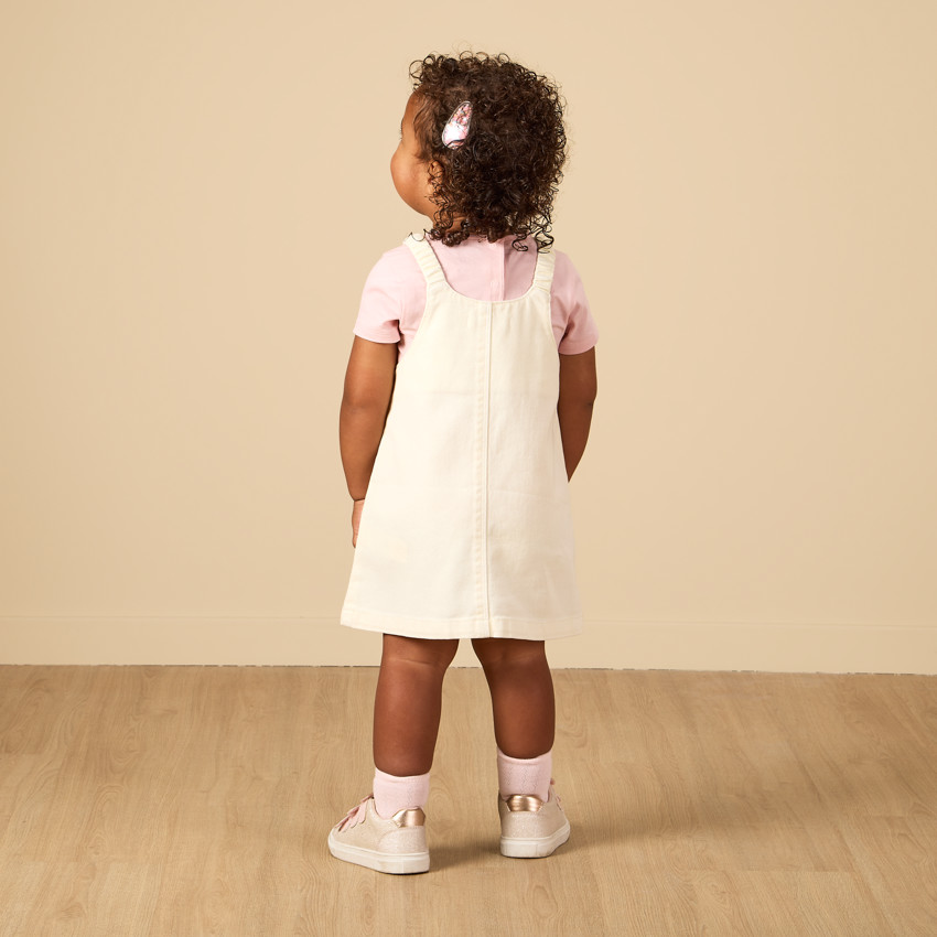 Robe salopette avec broderie papillon pour bébé fille 
