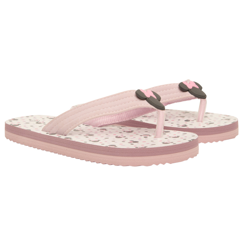 Tongs à bride souple imprimé et badge Minnie Disney pour fille avec lanière selon l'âge 