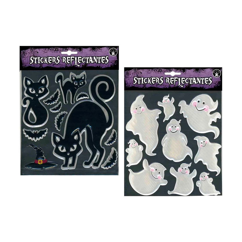 Planche de stickers Halloween pour fenêtre - Noir ou blanc 