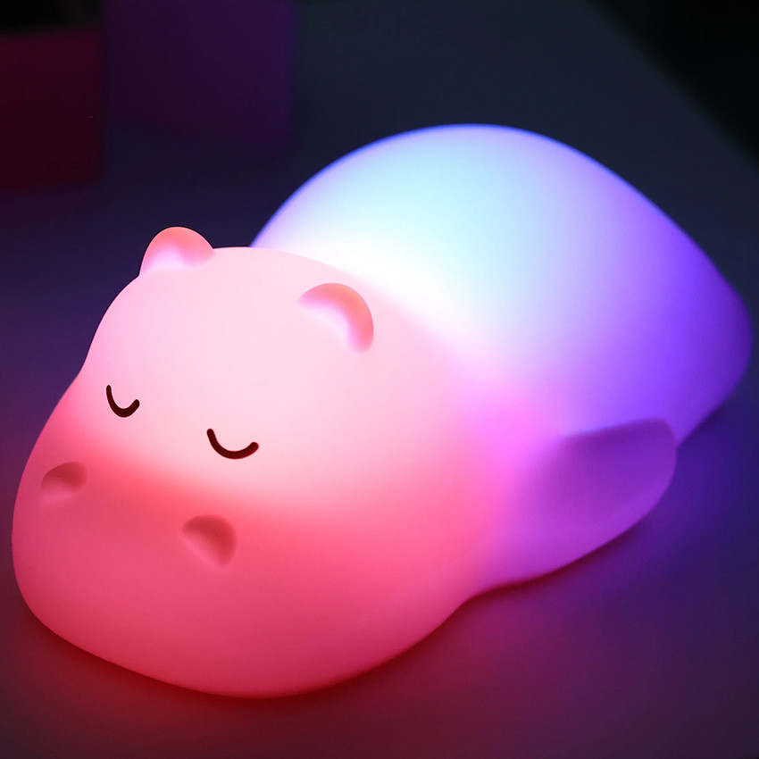 Veilleuse hippopotame en silicone marron 