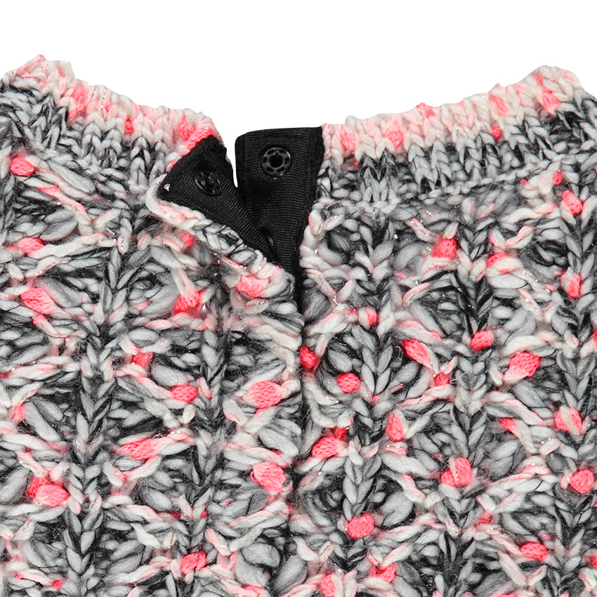 Robe manches courtes en grosse maille avec noeud fantaisie 