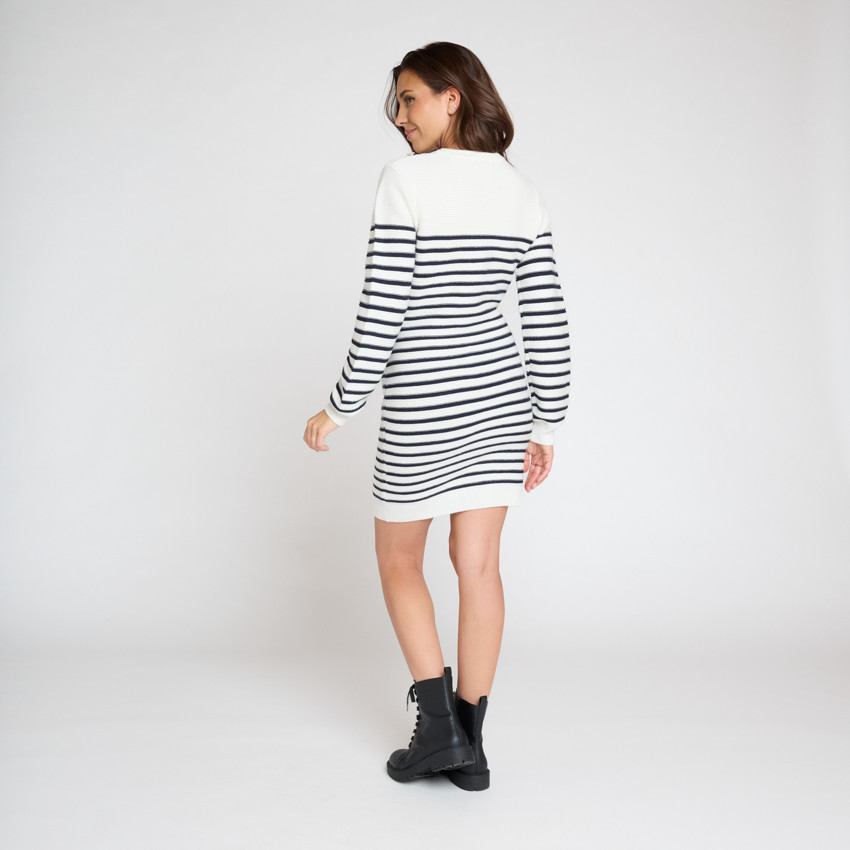 Robe esprit marinière en tricot fantaisie pour femme 