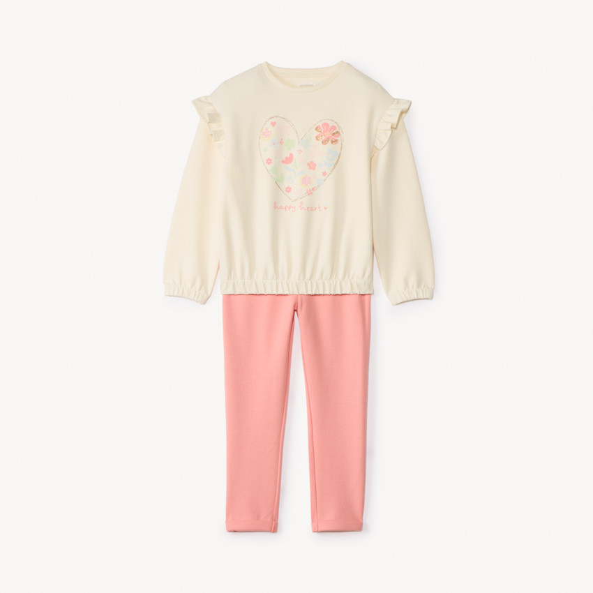 Ensemble jogging en scuba print cœur pour fille