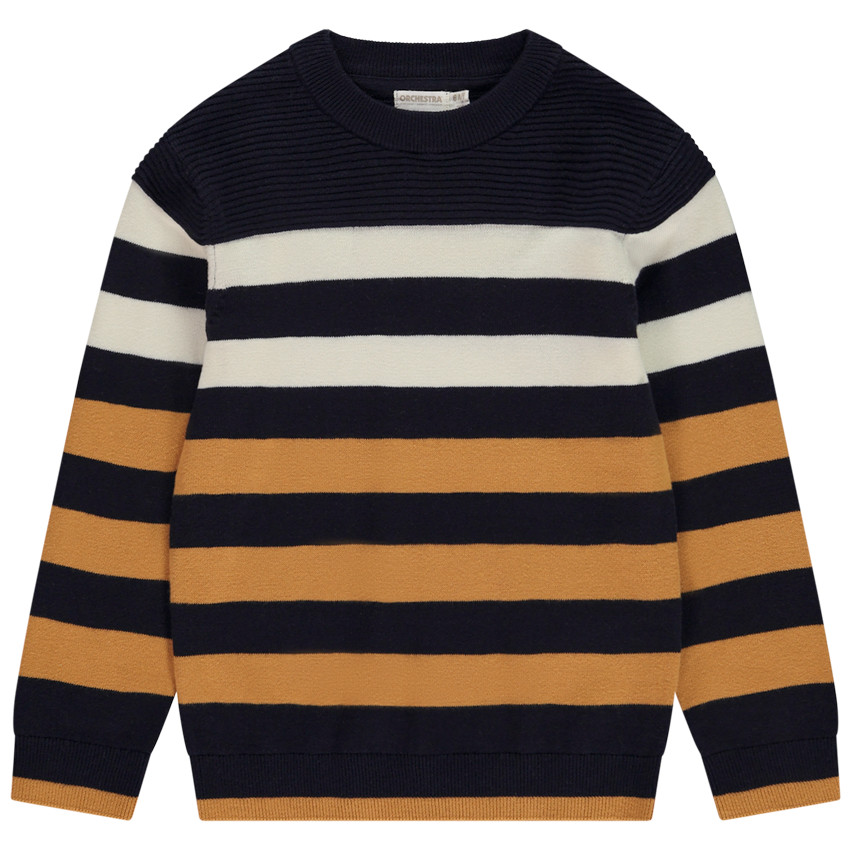 Pull en tricot fantaisie raye pour garcon