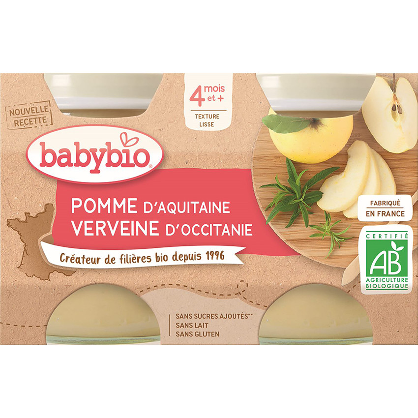 Petits pots sucrés de Pomme et Verveine 2x130g 