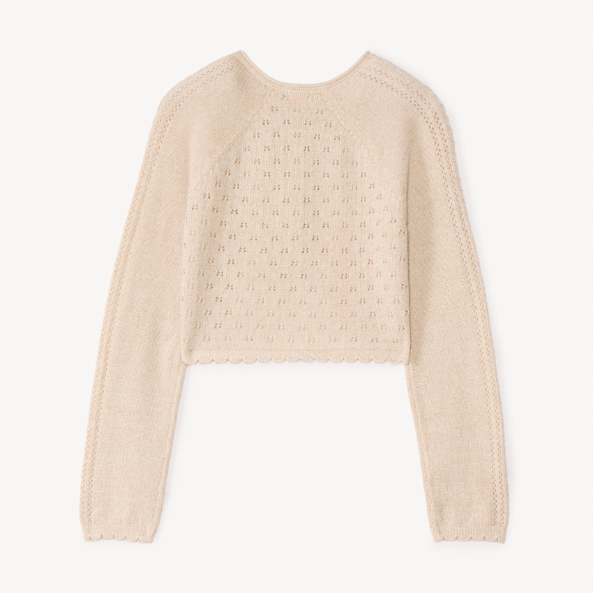 Gilet boléro en tricot ajouré pour fille 