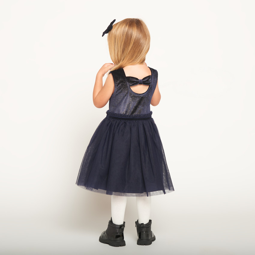 Robe de fête sans manches effet 2 en 1+ bandeau pour bébé fille 