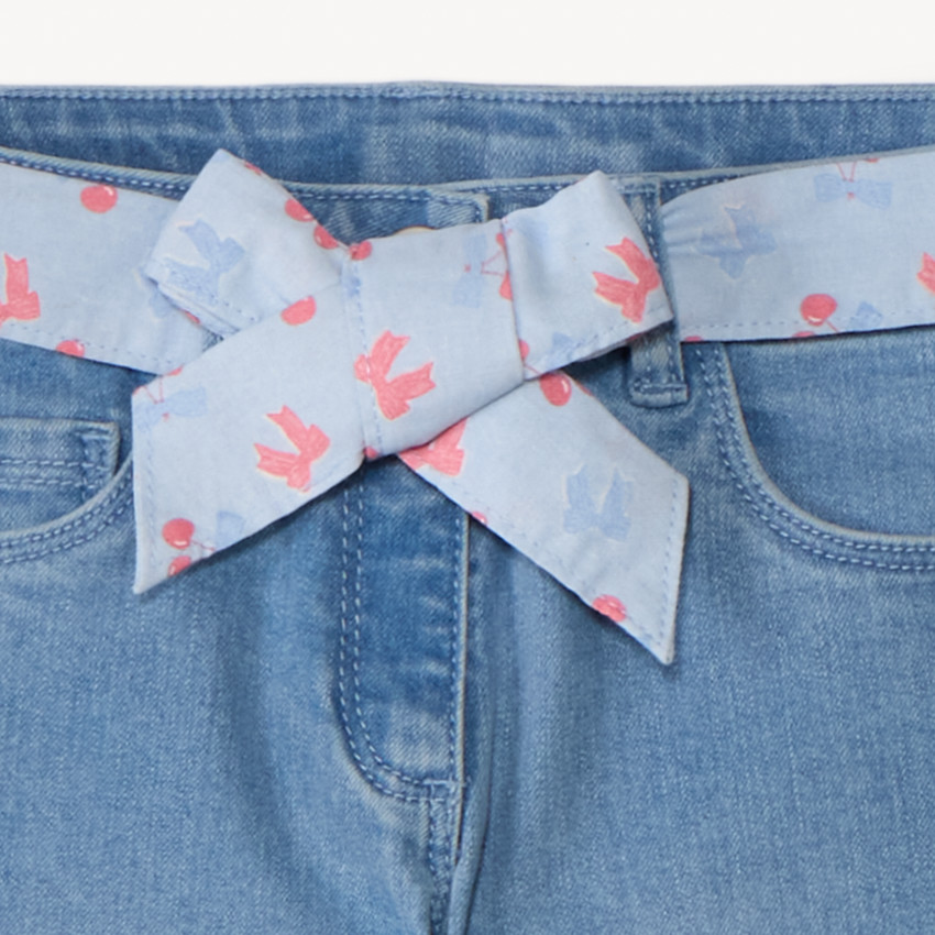 Jean slim avec ceinture imprimée à nouer pour fille 