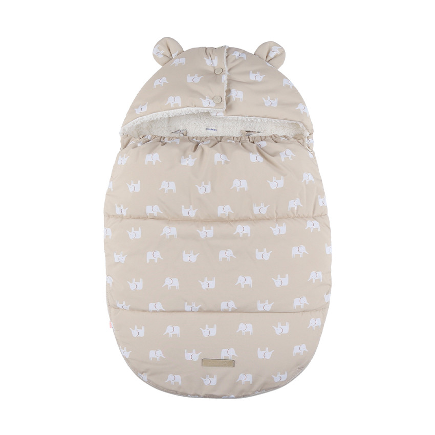 Chancelière déperlante 0-6M imprimé éléphants beige 